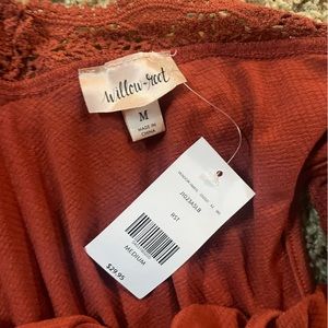 Willow root red orange blouse women’s size medium